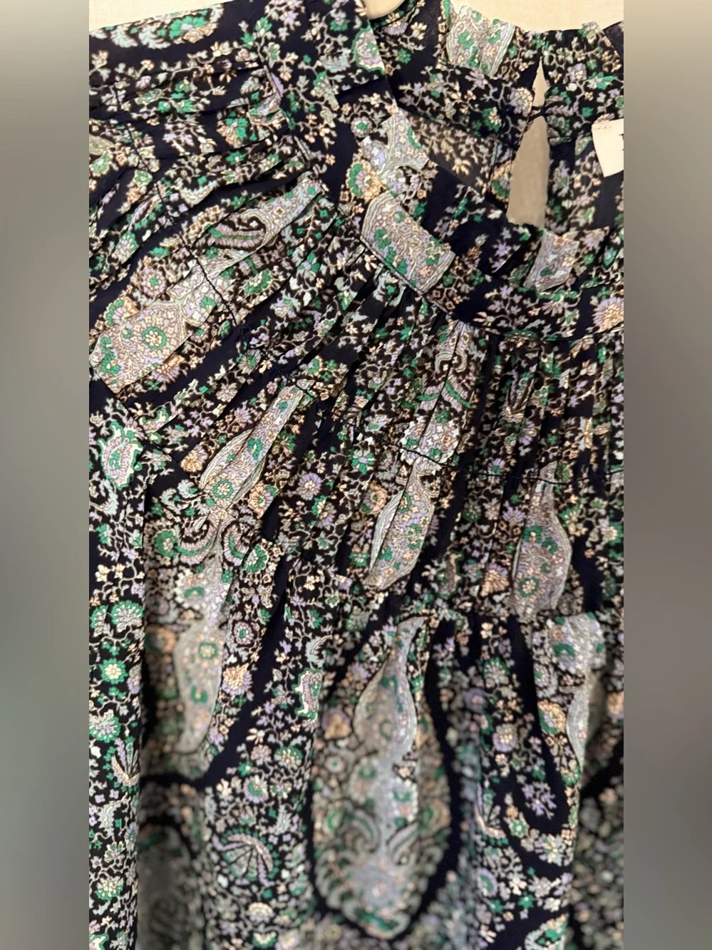 J.Crew Paisley Long Sleeve Ruffle Neck Blouse | XS | NWT
